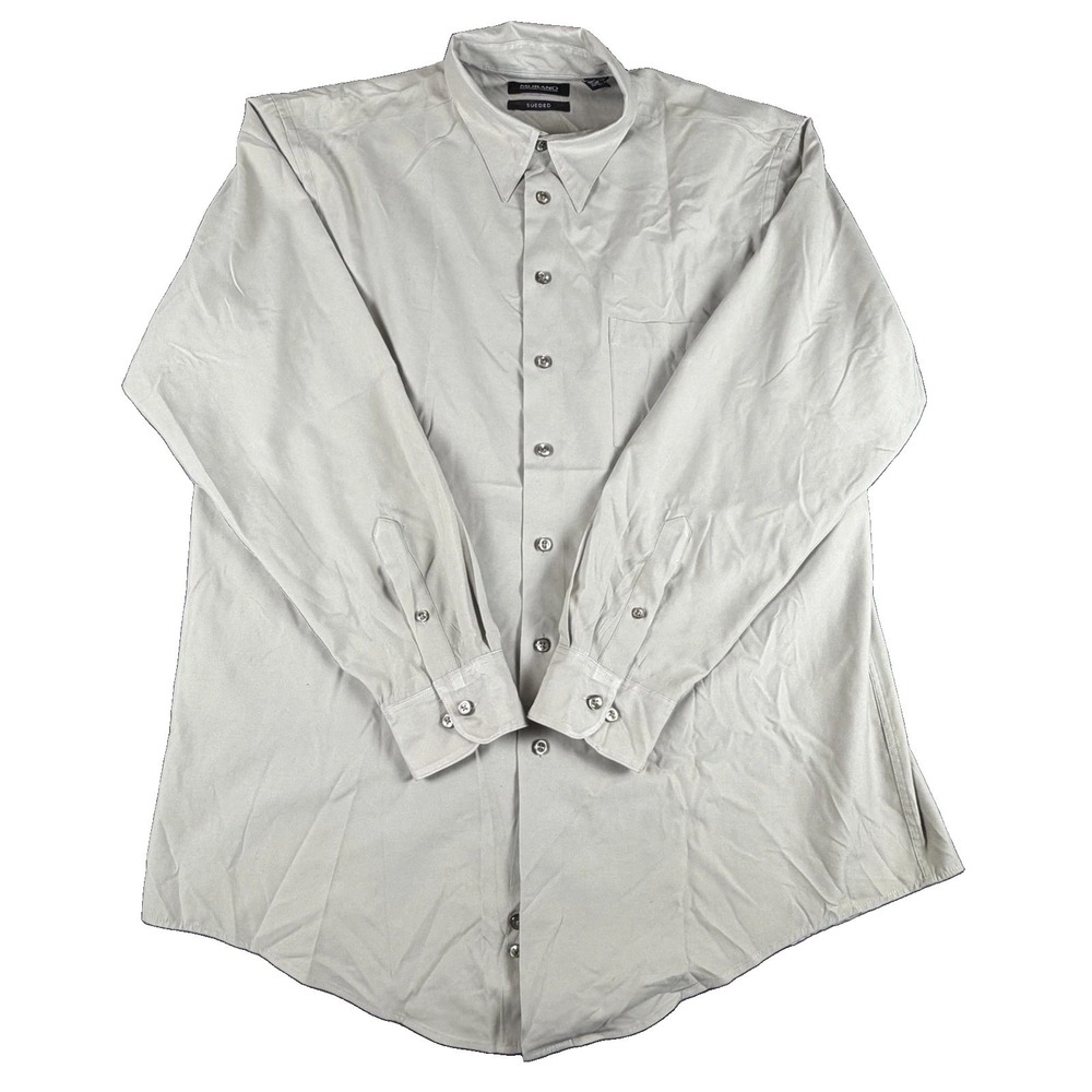 Murano Shirt Mens Large Beige Sueded Polyester Long Sleeve Button Up Casual